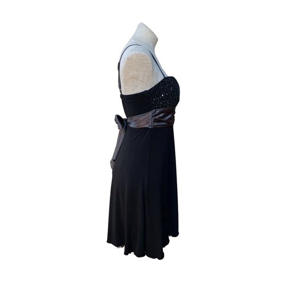 Y2K Vintage Babydoll Cocktail Dress Black Beaded Sequin Sweetheart S/M - Picture 5 of 9